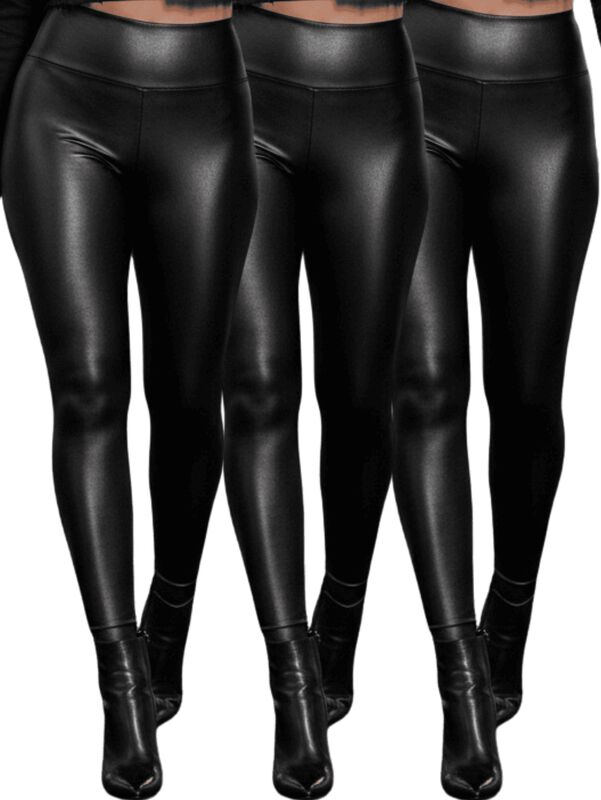 Set De 3 Leggins Cuero Moda Elegante O Casual M... image number null