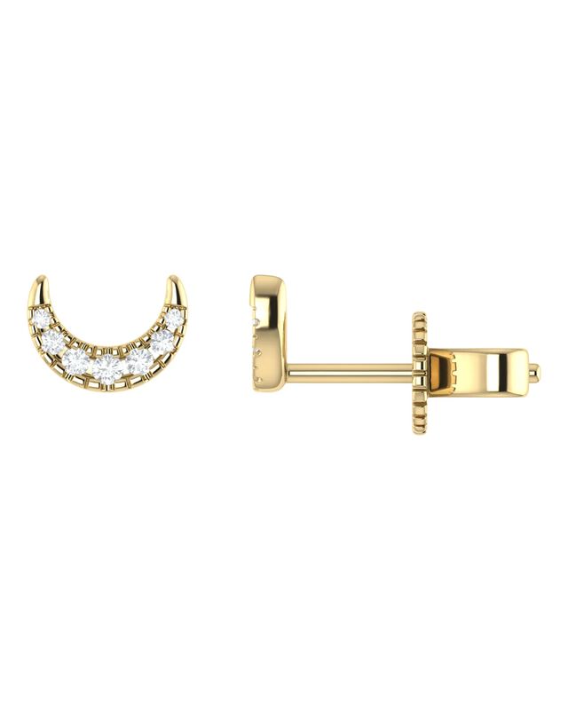 Broqueles De Luna De Oro Amarillo 14k Con 6pts ... image number null
