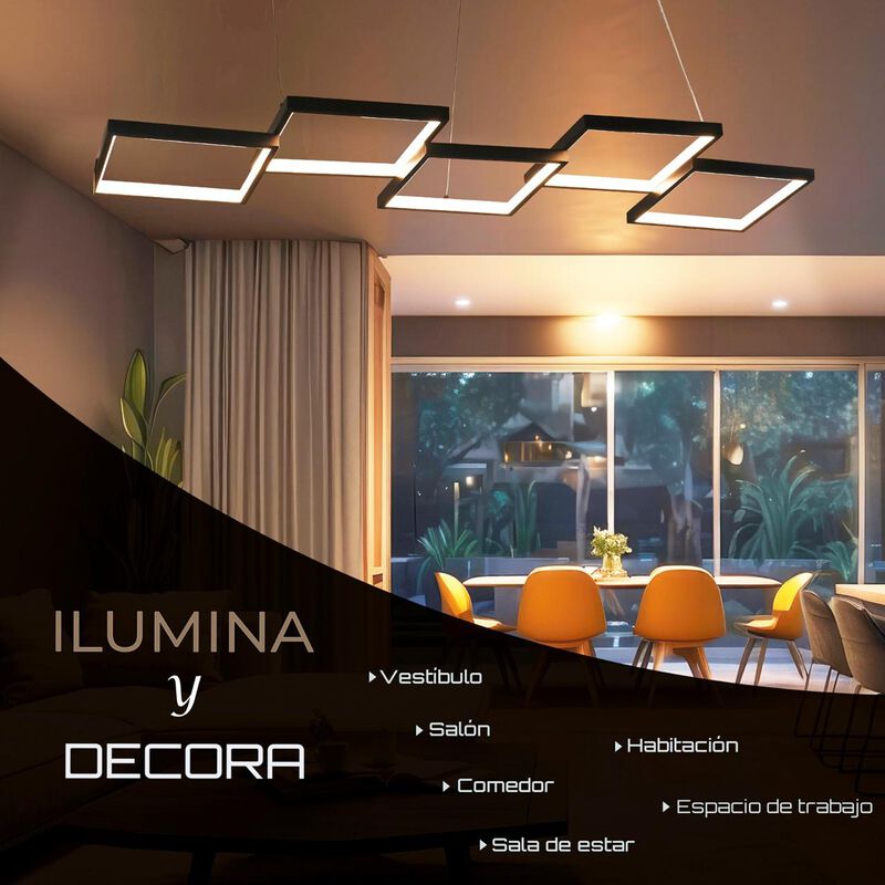 Candil Suspendido De Led 5 Cuadros image number null