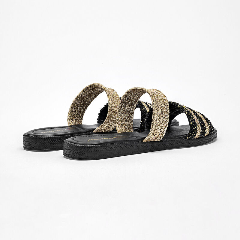 Moramora sandalia piso para mujer negro dorado ... image number null