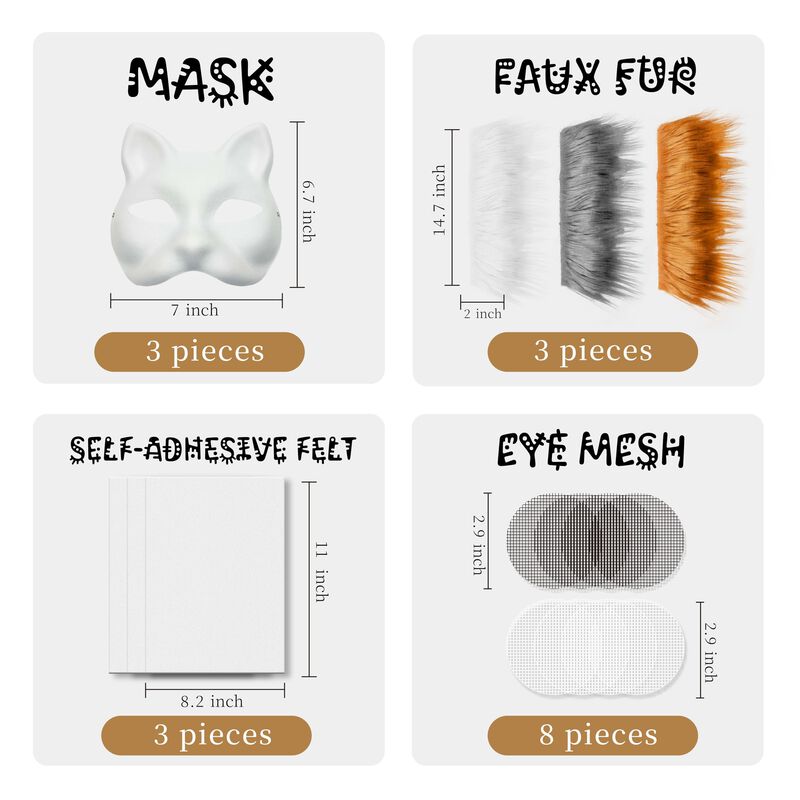 Kit De M&aacute;scara De Gato Diy Con Malla Para Pelo ... image number null