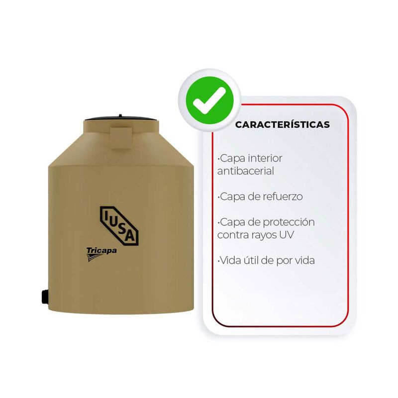 Tinaco Tricapa Iusa, 750 L., Beige + Sistema Ca... image number null