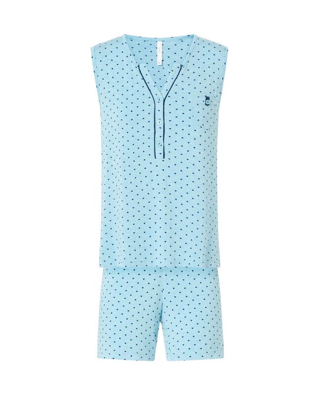 Pijama Corto Corazones para Mujer Turquesa image number null