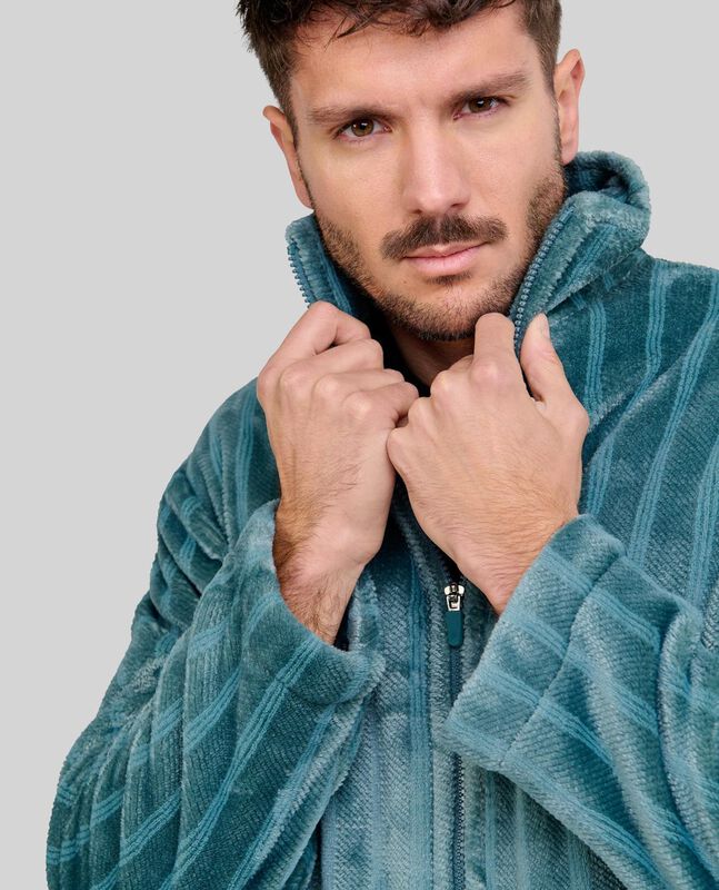 Bata de Hombre con Cremallera Jacquard a Rayas ... image number null