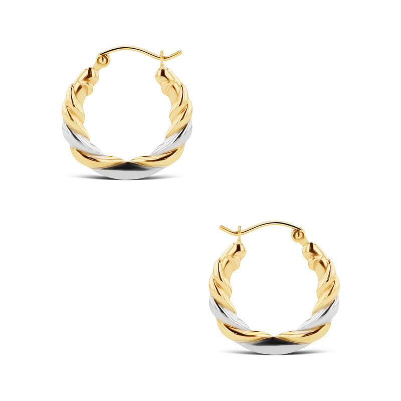 Arracadas De Oro Amarillo Y Blanco 10K (12 Mm A... image number null