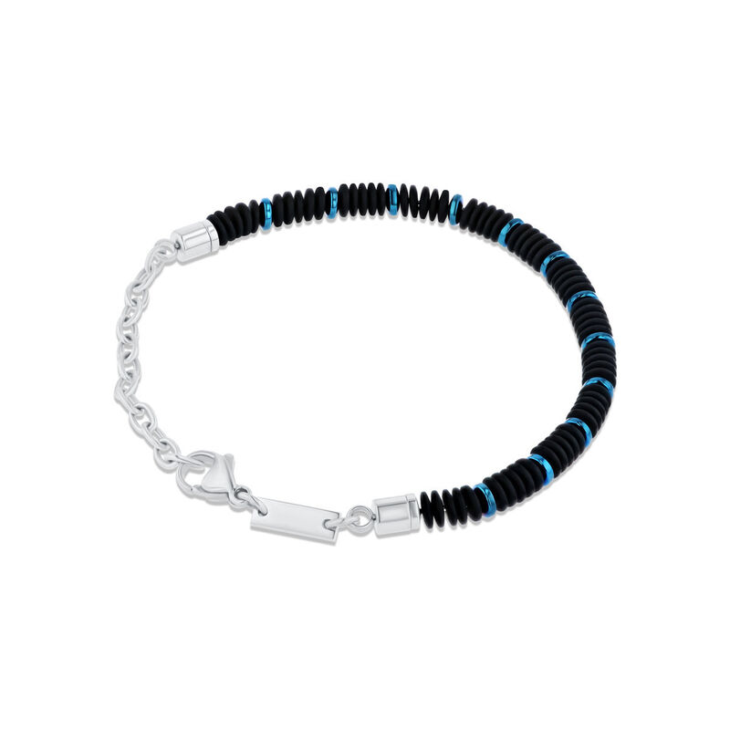 Pulsera Con Aplicaciones De Acero Azul Con Cuen... image number null