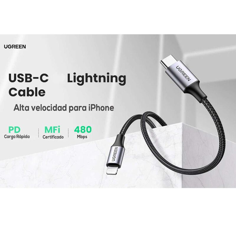 Cable Datos UGREEN USB-C a Lightning 2m certifi... image number null