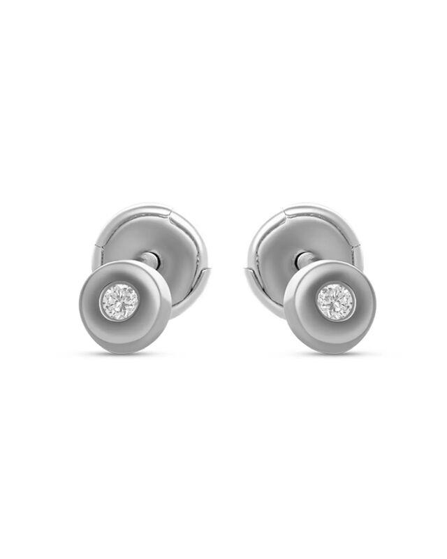 Broqueles Redondos De Oro Blanco 14k Con 3pts D... image number null