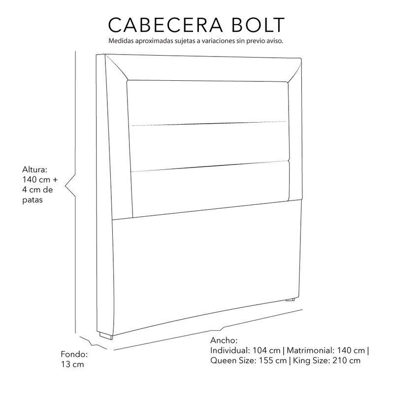 Cabecera Matrimonial Dicasa Bolt Gris Oxford image number null