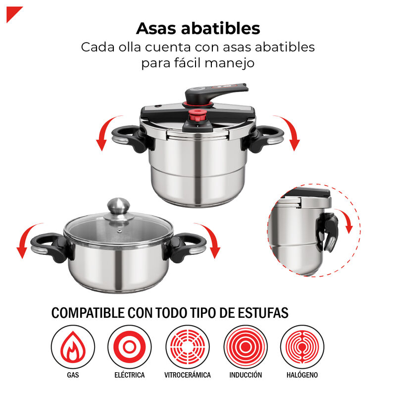 Set De Ollas De Presi&oacute;n 4 y 6L Acero Inox Bogne... image number null
