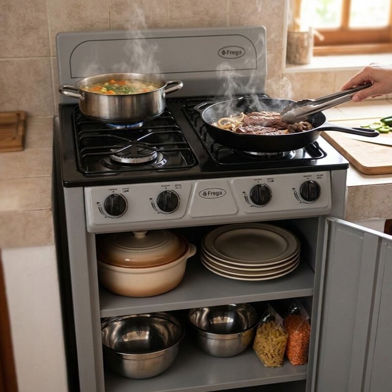 Parrilla Gas Lp 4 Quemadores Piso Porcelanizada... image number null