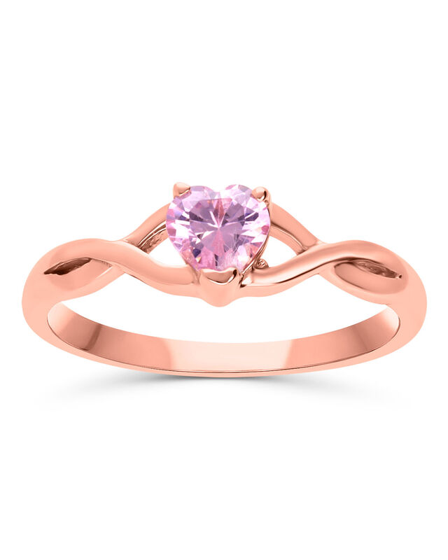 Anillo En Oro Rosa 14k Con Zirconia Coraz&oacute;n Ros... image number null