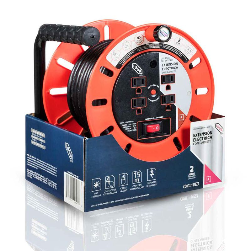 Extensi&oacute;n El&eacute;ctrica Con Carrete 14 Awg 15 Metro... image number null