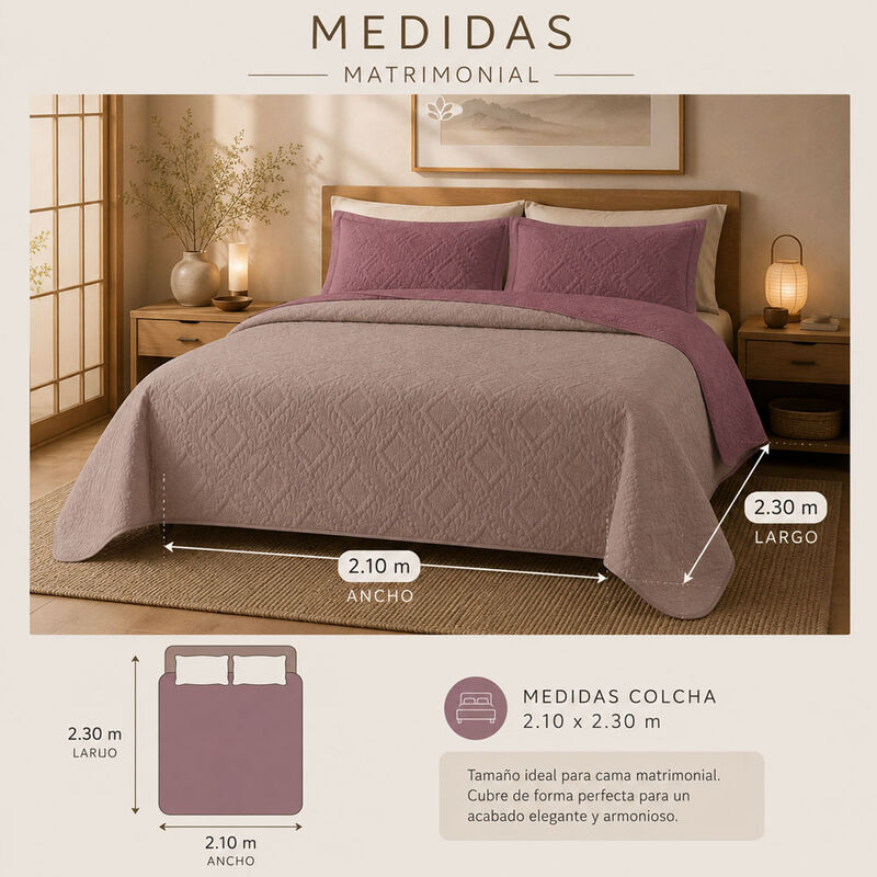 Juego De Colcha Doble Vista  Con 2 Fundas Decor... image number null