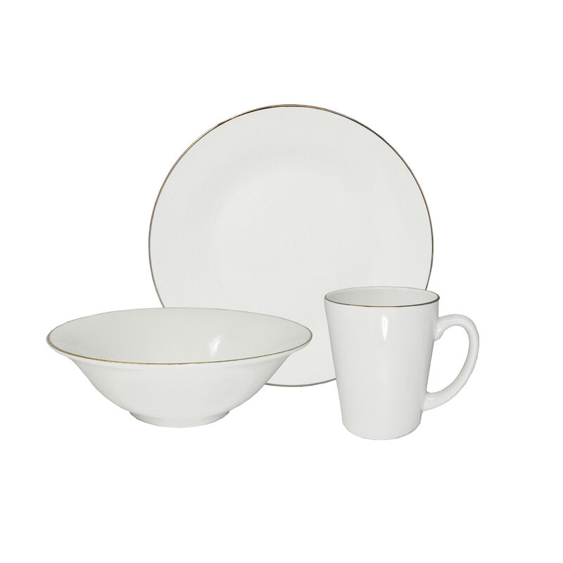 Vajilla de Cer&aacute;mica FOODE  12pzs Blanco/Dorado image number null