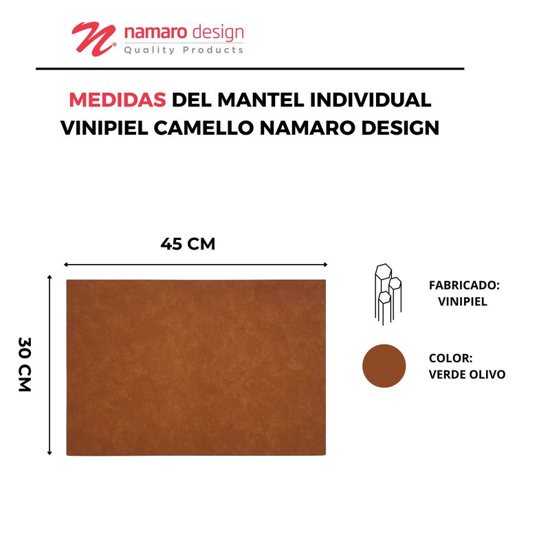 Mantel Individual 4 Piezas Vinipiel Camello Nam... image number null