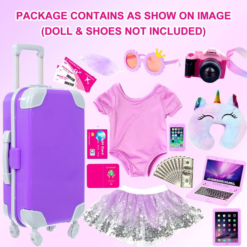 Maleta De Viaje Play Set Doll Con Ropa Y Acceso... image number null