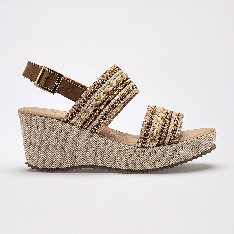 Moramora sandalia cu&ntilde;a para mujer camel beige o... image number null