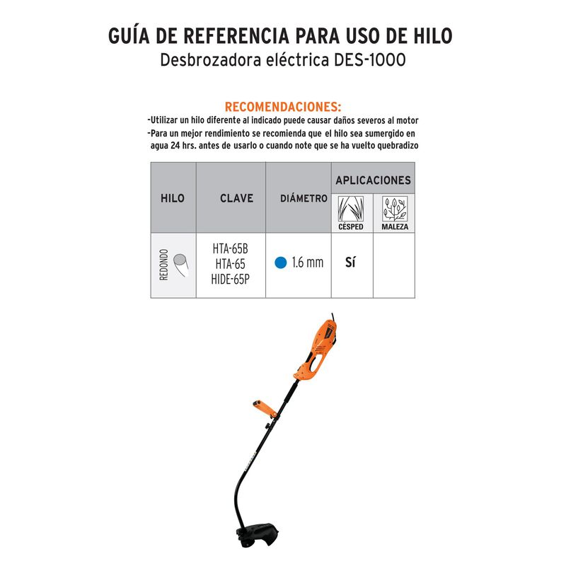 Desbrozadora Eléctrica 1000 W Mango 'D' 14' Cor... image number null