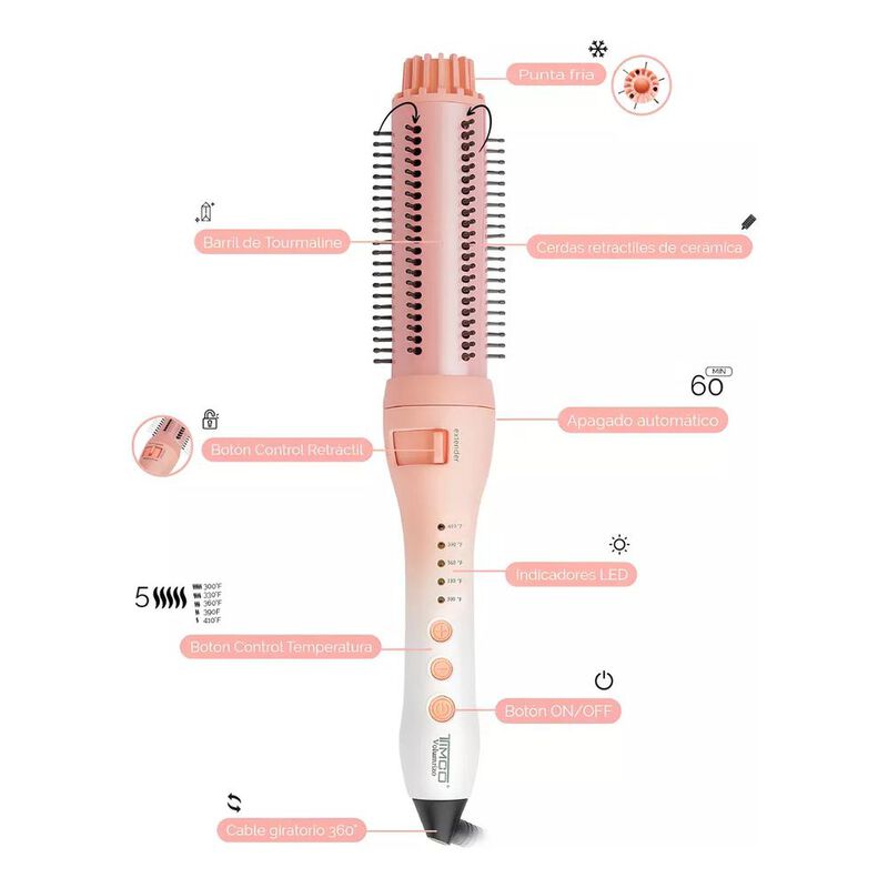 Cepillo Timco Cef228 Retractil Alaciador Turmal... image number null