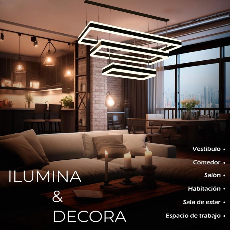 Candil De Led Suspendido 3 Rect&aacute;ngulos image number null