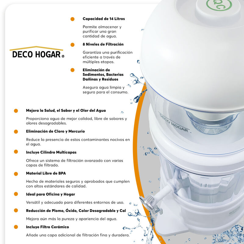 Purificador De Agua 14L 8 Niveles de Filtración... image number null