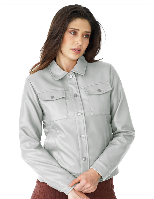 Chamarra Vinipiel Casual Para Mujer Abotonada image number null