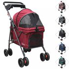 Carriola Para Mascotas Cochecito Para Perros Y Gatos Peque&ntilde;os - Medianos Ligera Y Plegable Con Freno Bandeja Portavasos - Rojo
