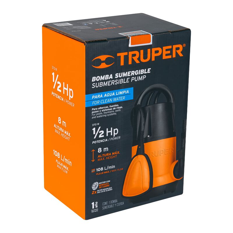 Bomba Sumergible Plastica para Agua Limpia 1/2 ... image number null