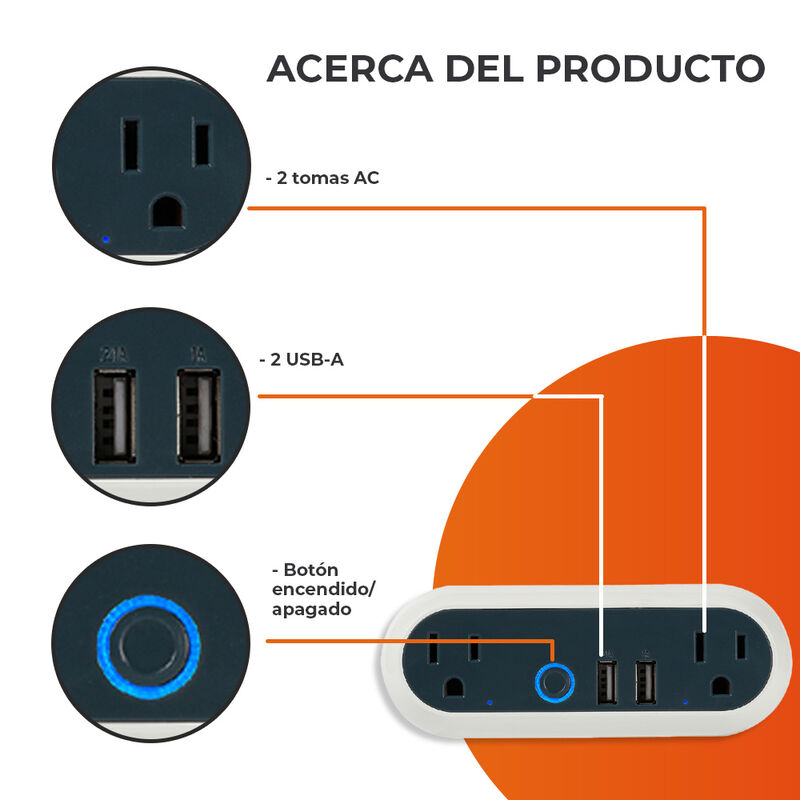 Enchufe Inteligente Doble Wi-Fi, 2 Puertos USB-... image number null