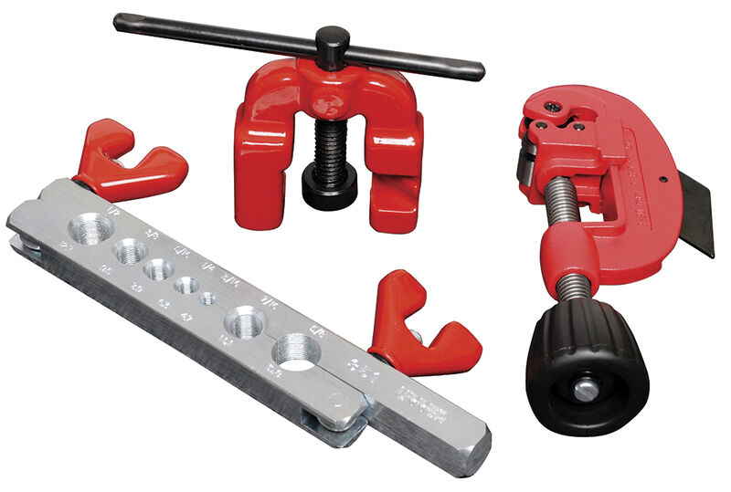 Juego de avellanador, cortatubos y prensa ajust... image number null