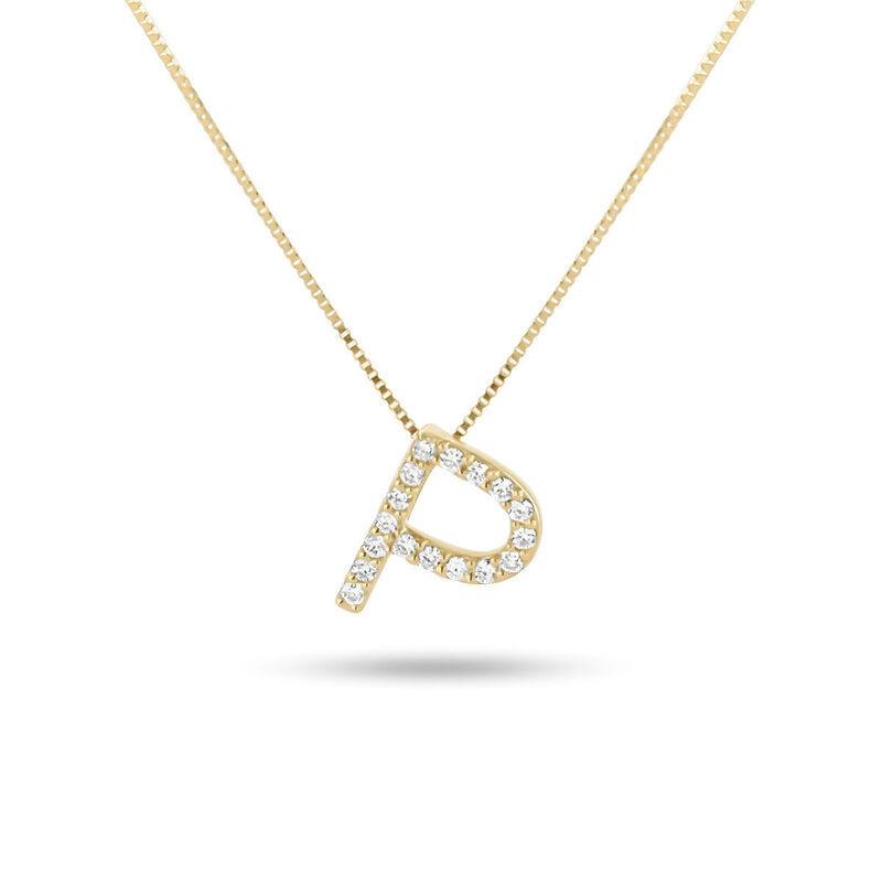 Dije Letra P De Oro Amarillo 14k Con Cadena Con... image number null
