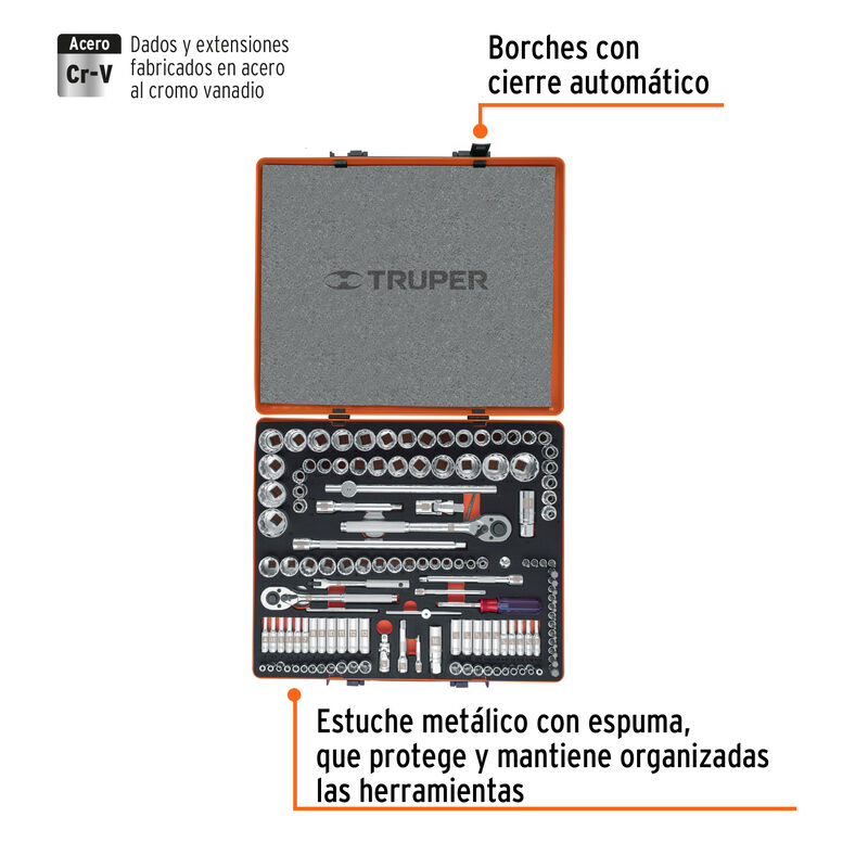 Juego 135 Herramientas 1/4' 3/8' y 1/2' Std y M... image number null