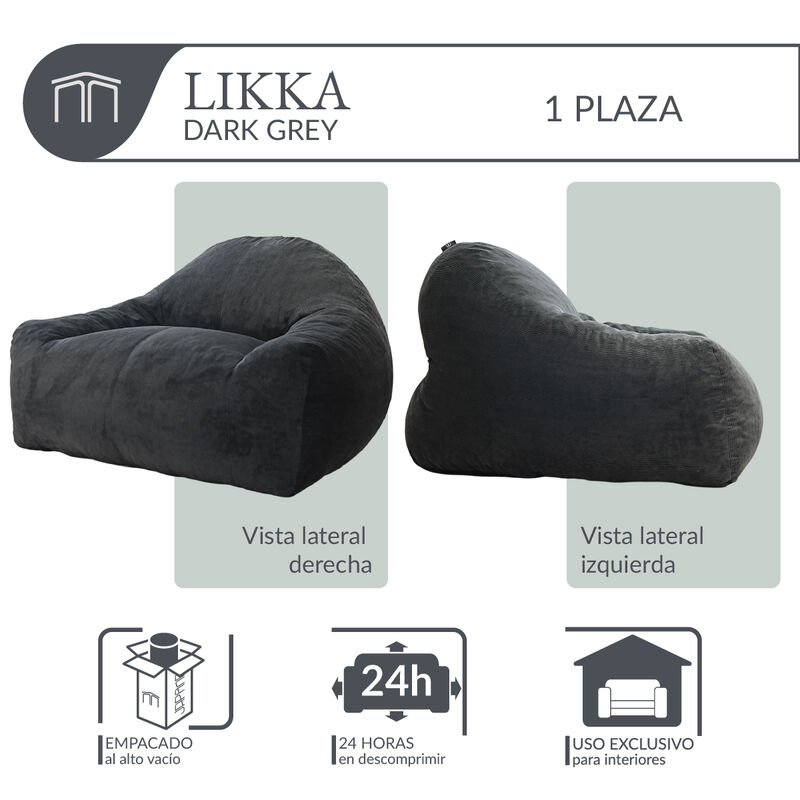Sill&oacute;n Espuma Alta densidad LIKKA Dark Grey 1 p... image number null