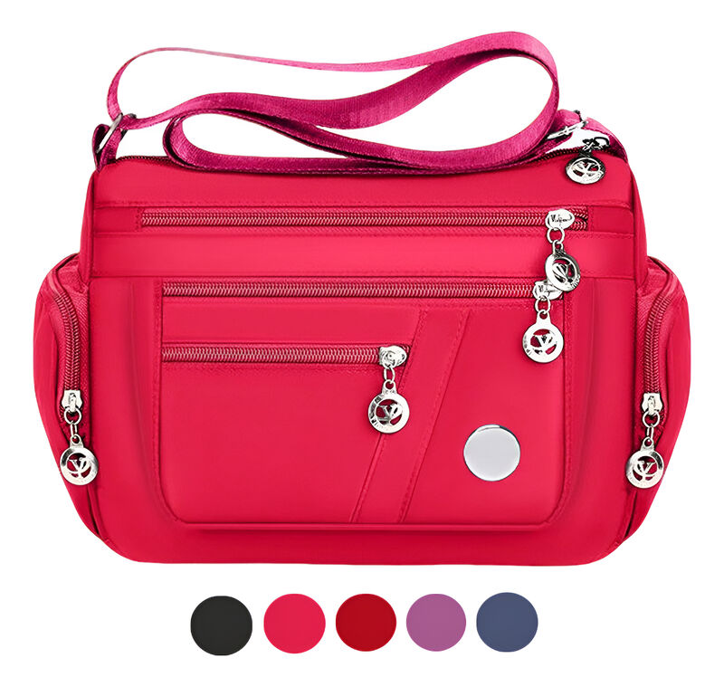 Bolso Bandolera Liso Rayas Roja Mujer image number null