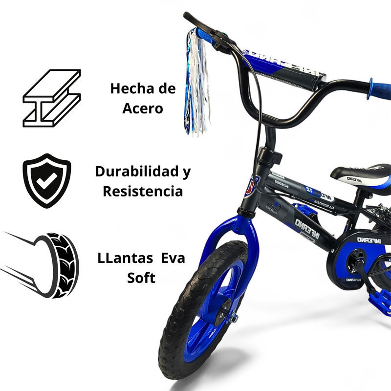 Bicicleta Infantil Ni&ntilde;os R12 Ruedas Auxiliares ... image number null