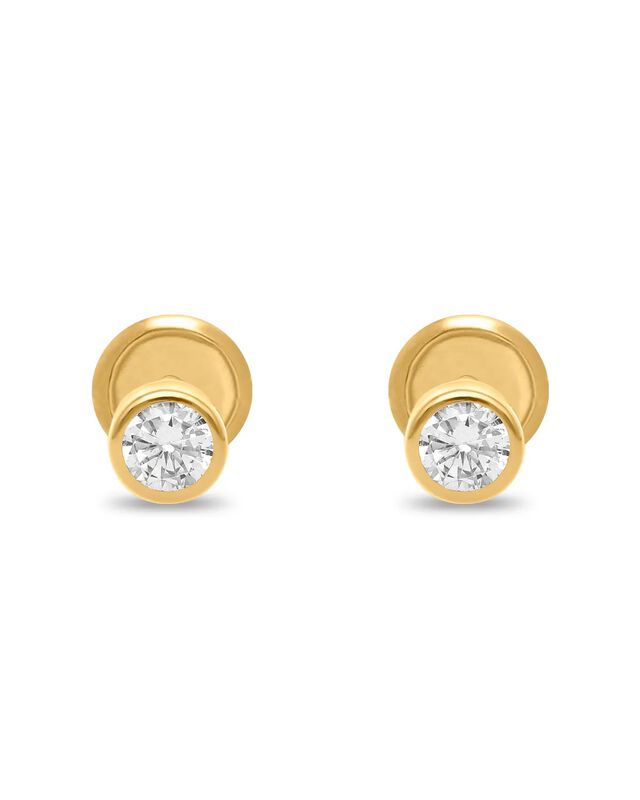 Broqueles Redondos De Oro Amarillo 14k Con Zirc... image number null