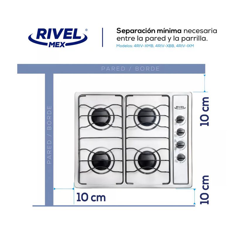 Parrilla A Gas Rivelmex 4Riv-Xmb 4 Quemadores P... image number null