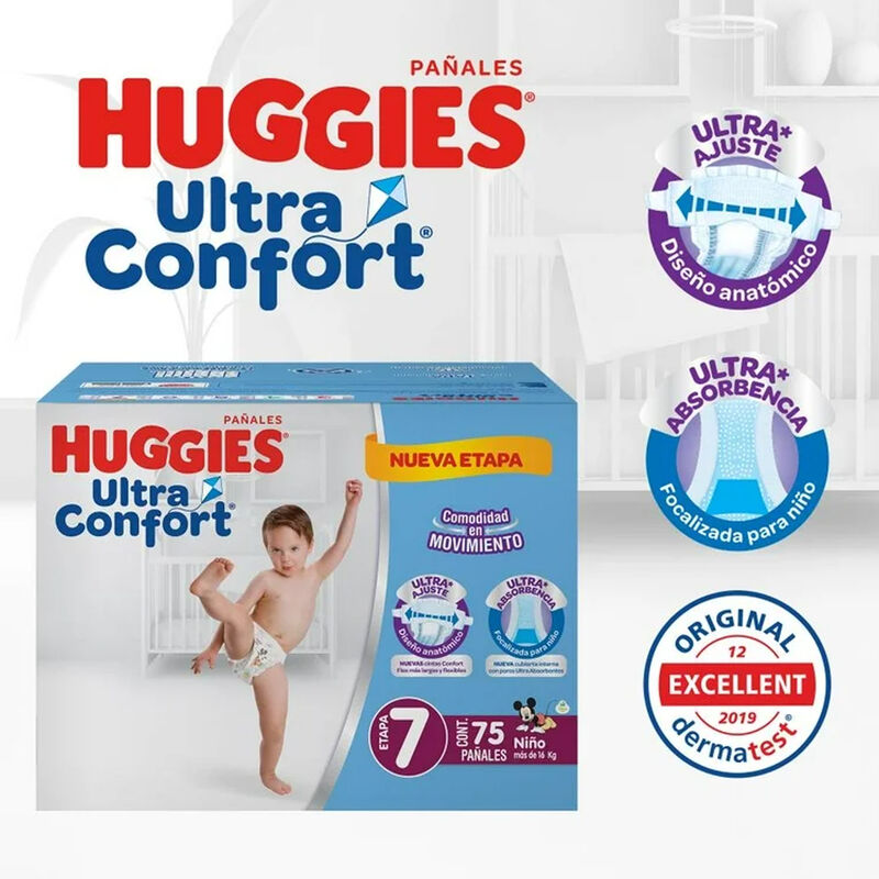 Pañales Huggies Ultraconfort Etapa 7 Niño 75 Pa... image number null