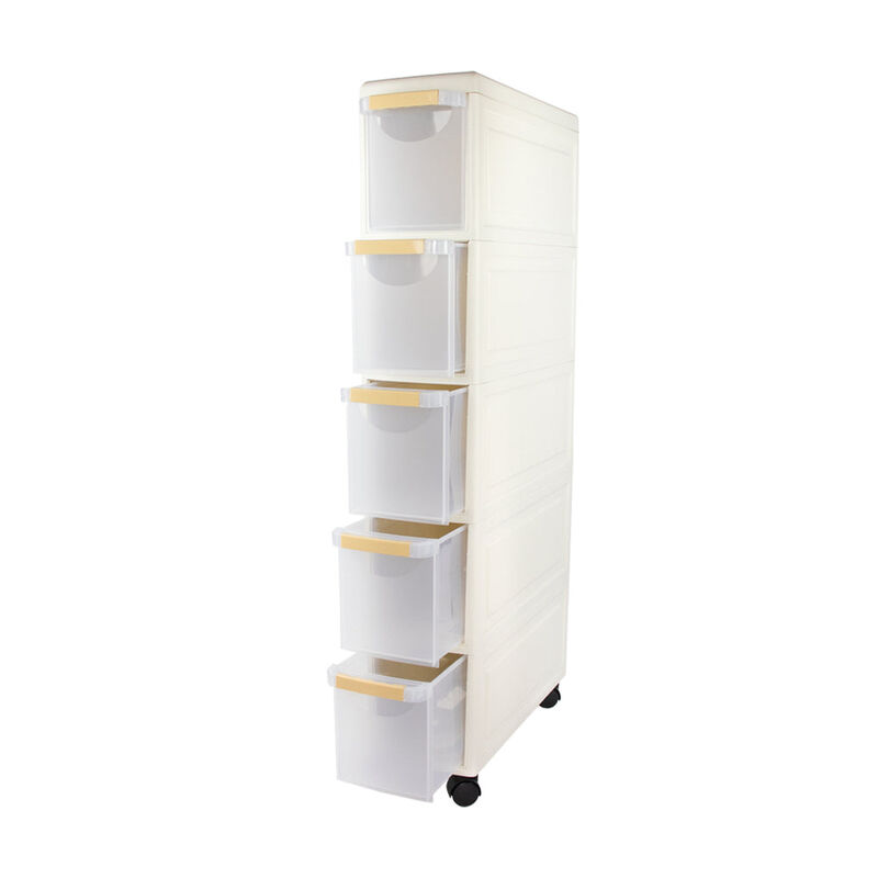 Organizador de Pl&aacute;stico con 5 Cajones y Ruedas image number null