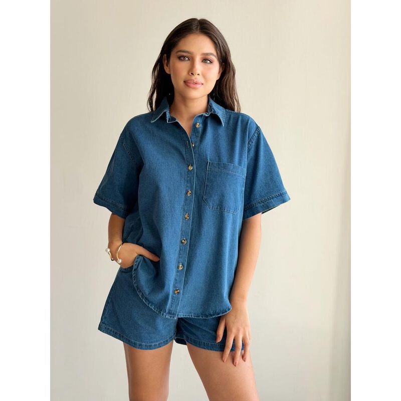 Conjunto Camisa Con Short De Mezclilla image number null