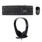 TECHZONE Kit NASA Teclado QWERTY En Español con Mouse 3600 dpi Headset Negro