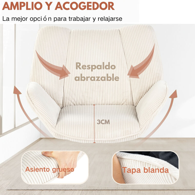 Silla Giratoria Ajustable Con Brazos, Tela Pana... image number null