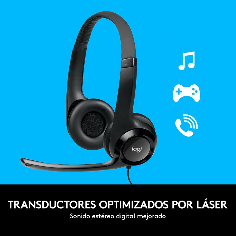 Aud&iacute;fonos Al&aacute;mbricos Usb-a Logitech H390 Negros image number null