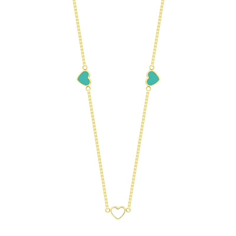 COLLAR AMARE CADENA CHAPADA EN ORO Y CHARM TURQ... image number null