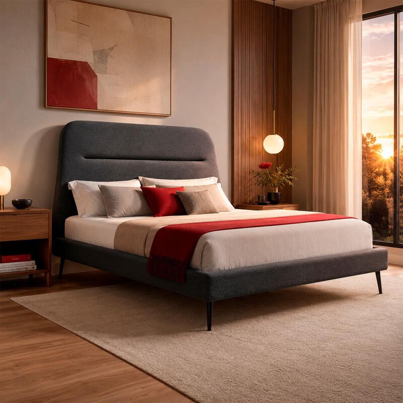 Cama Matrimonial Verona Tapizada Estructura Mad... image number null