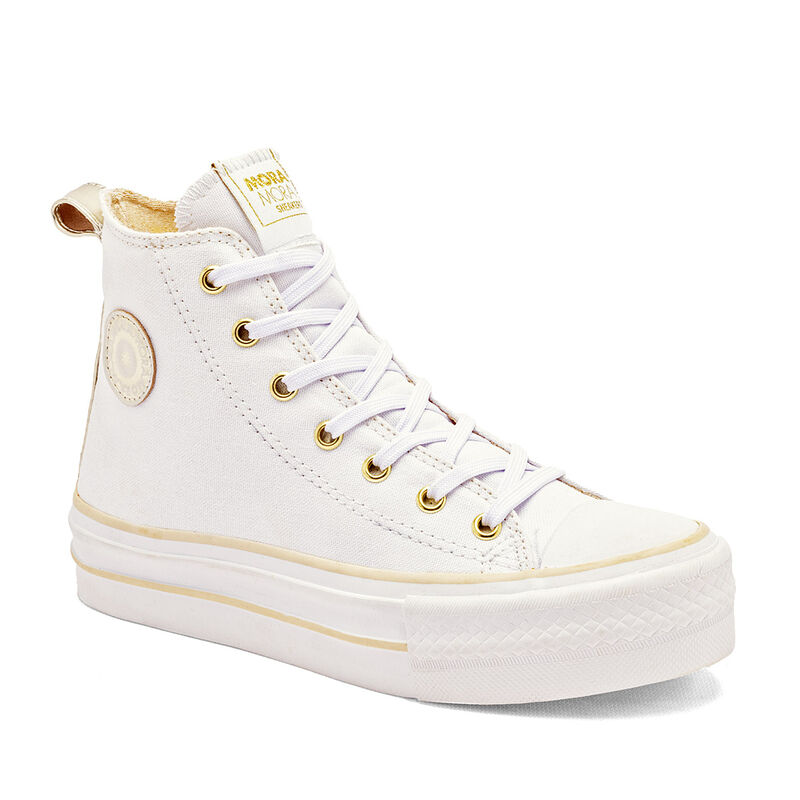 Moramora Tenis urbano para mujer blanco dorado image number null