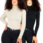 Set De 2 Sueteres Mujer De Cuello Alto Sueteres Dama Suet-1044-px2 Negro Y Crema Sweaters