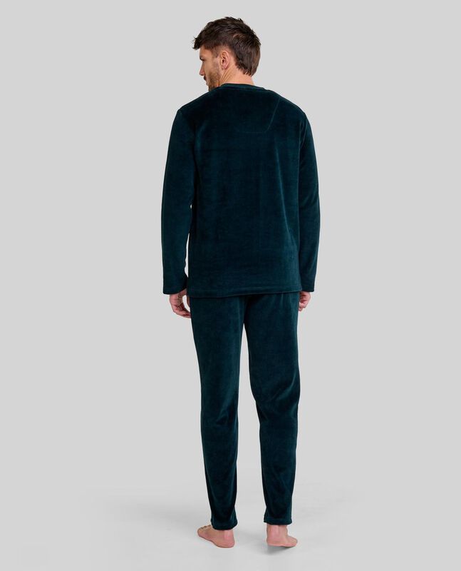 Pijama de Terciopelo Liso para Hombre Verde image number null