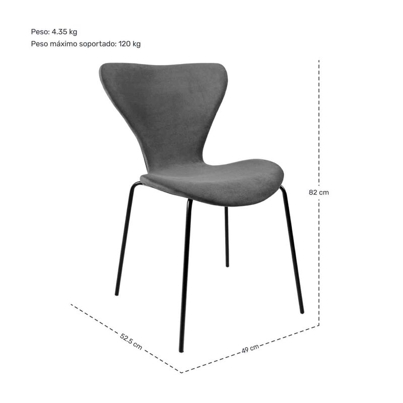 Juego Set 4 Sillas Tapizadas Terciopelo Comedor... image number null